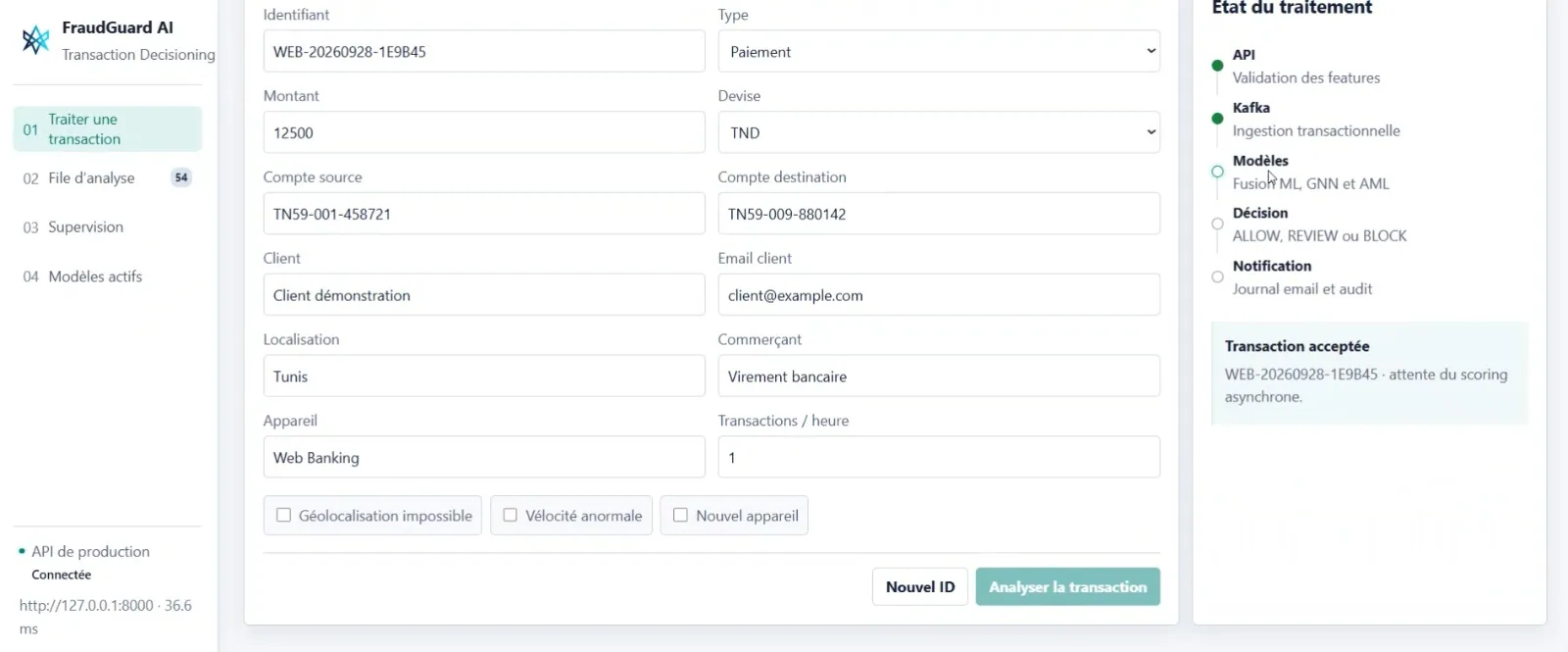 FraudGuard AI — vue 1